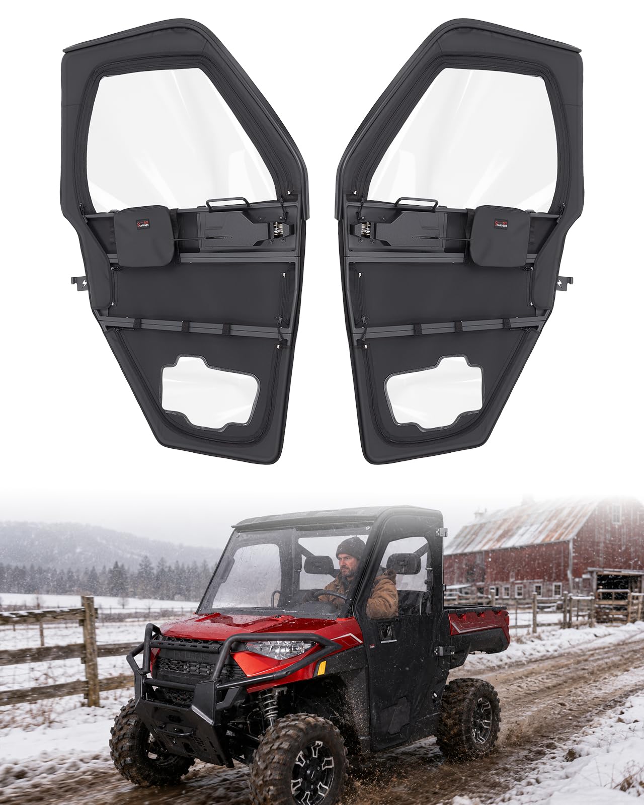 StarknightMT UTV Framed Soft Doors Compatible with Polaris Ranger 1000/ XP