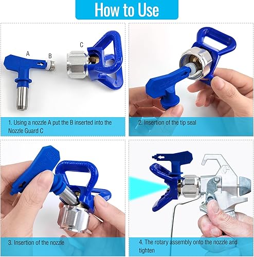Miniatura 7 de 14 boquillas de pintura en aerosol reversibles, pistolas pulverizadoras de pintura sin aire, con filtros de pistola pulverizadora y asiento