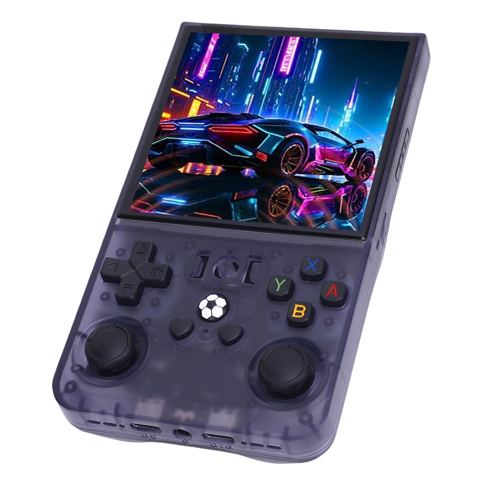 Tonysa Konsola Gier Ręczna, Przenośna Konsola do Gier Retro, Półprzezroczyste Szary, Ekran 4 Cale 720x720, Podwójne Joysticks 4000 MAh do Podróży (128G)