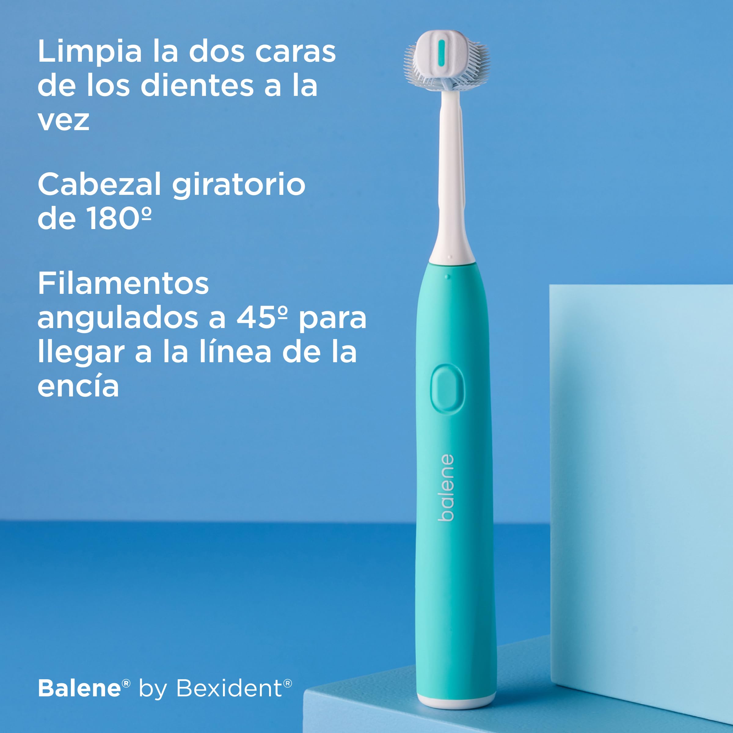 ISDIN Balene by Bexident Duotech Sonic Aqua | Spazzolino da denti elettrico | Pulisce il viso interno ed esterno dei denti alla volta | Pulizia profonda ed efficace | Testina media durezza