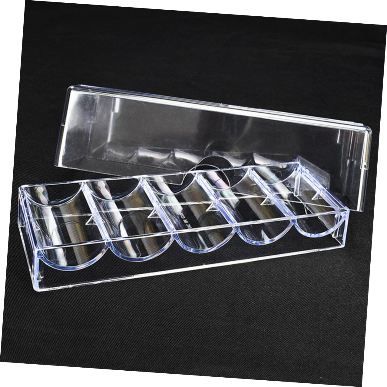 Porta Fiches da Poker in Acrilico Trasparente 5 Scomparti Scatola Portatile per 100 Fiches Custodia Resistente per Uso Domestico e Organizzazione Tavolo da Gioco