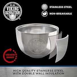Viking Revolution Stainless Steel Shaving Soap Bowl- Shaving Mug for Shave Cream & Soap- Double Layer, Unbreakable Shaving Cup for Wet Shave 3.2 x 2.2