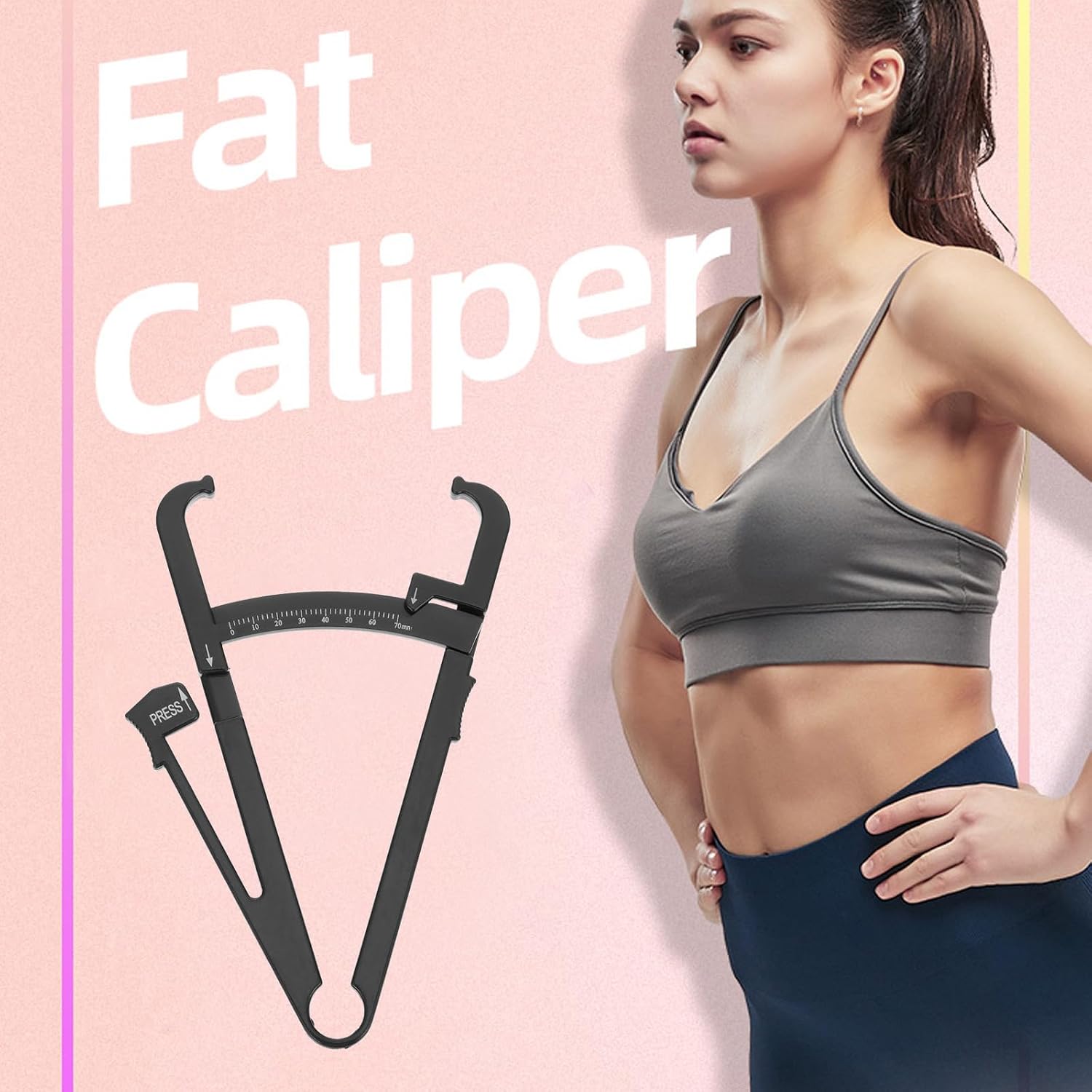Handheld Body Fat Caliper and Skinfold Caliper 2pcs Set with Black Centimeter Scale for Accurate Body Fat Measurement and Fitness Monitoring