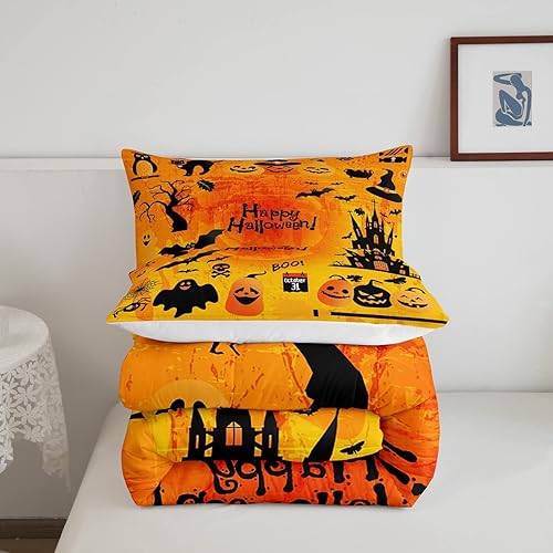Miniatura 5 de Juego de edredón con temática de Halloween para niños, ropa de cama de 3 piezas para adolescentes, niños y niñas, divertido juego de edredón de