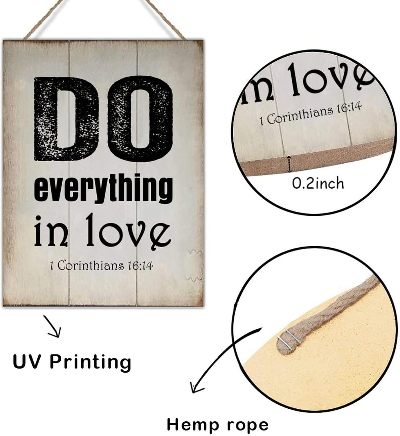 Wall Decor Wood Sign Do Everything in Love 1 Corinthians 16~14 Sign Motivational Quotes Religious Wood Wall Art Plaques Rustic Wood Sign for Living Room Bedroom 18x24in