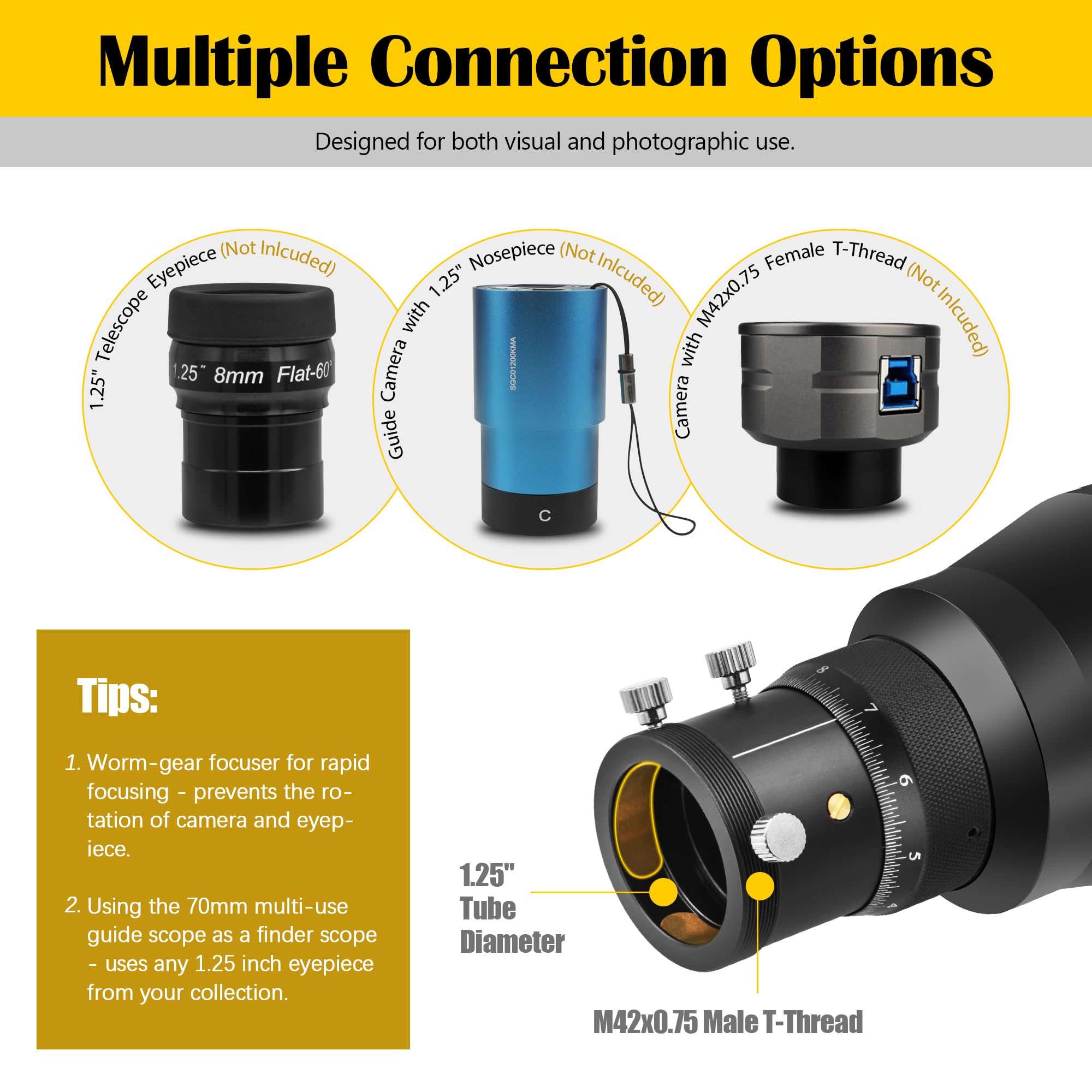 Amazon.com : Astromania Upgrated Guide Scope 70mm FMC with Double