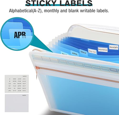 Miniatura 4 de Organizador de carpetas de archivos expandible de 13 bolsillos, carpeta organizadora de archivos de acordeón, 12 bolsillos, carpetas de archivo