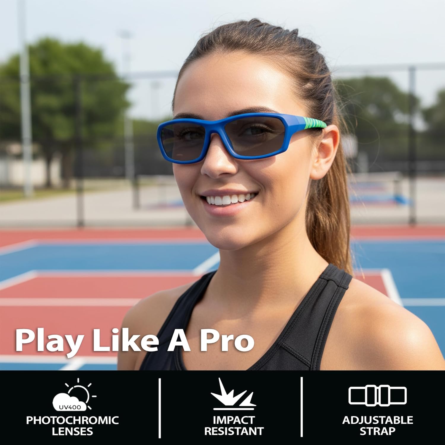 BLUE CUT Sports Protection Goggles, Photochromic Lenses Safety Glasses for Basketball, Pickleball and Outdoor Sports