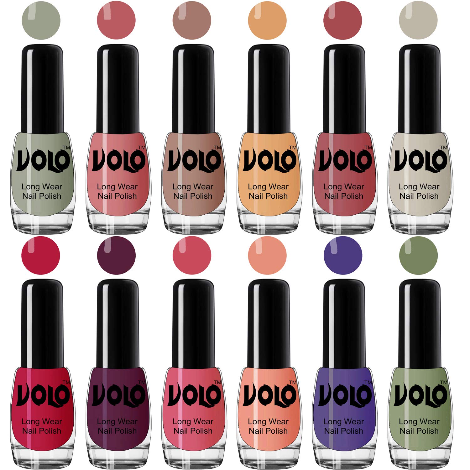 Volo Best Affordable Gloss Nail Polish Combo 12 Pcs Full Year Collection(Nude, Pink, Nude, Nude, Tan, Nude, Corals, Wine, Pink, Peach,Purple, Green) 60 ML-picture-27