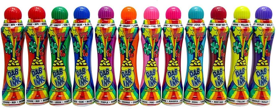 Dab-O-Ink Bingo Daubers Bulk Case - 144 Daubers 12 Dozen Assorted Colors - 3 oz