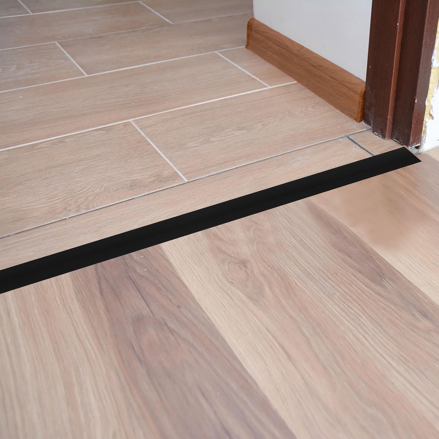 LIFKOME Strip for Black PVC Transition Self Adhesive Floor Molding Trim with Stain Resistant and Easy to Maintain Features Edging Flooring Carpet and Tile