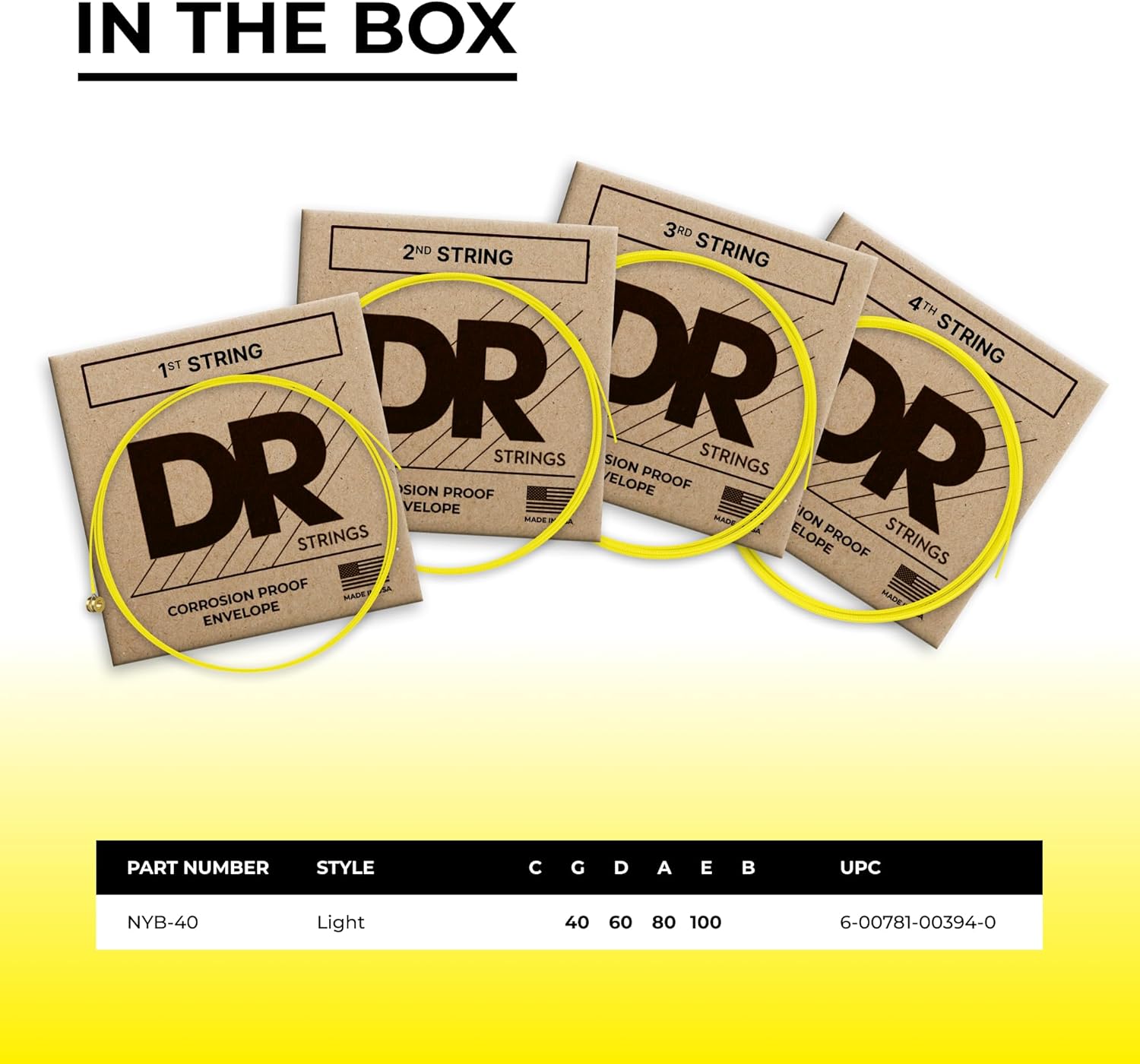 DR Strings HI-DEF NEON Bass Guitar Strings (NYB-40)