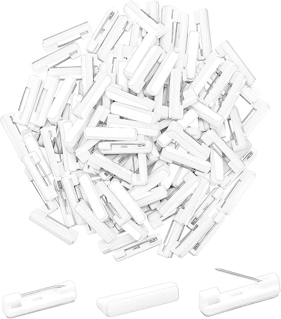 PandaHall 120 Pack 22mm Safety Bar Pins, Adhesive Back Badge Crafting Pins for ID Badges, Brooch, Name Tags, Ribbons, Clothes