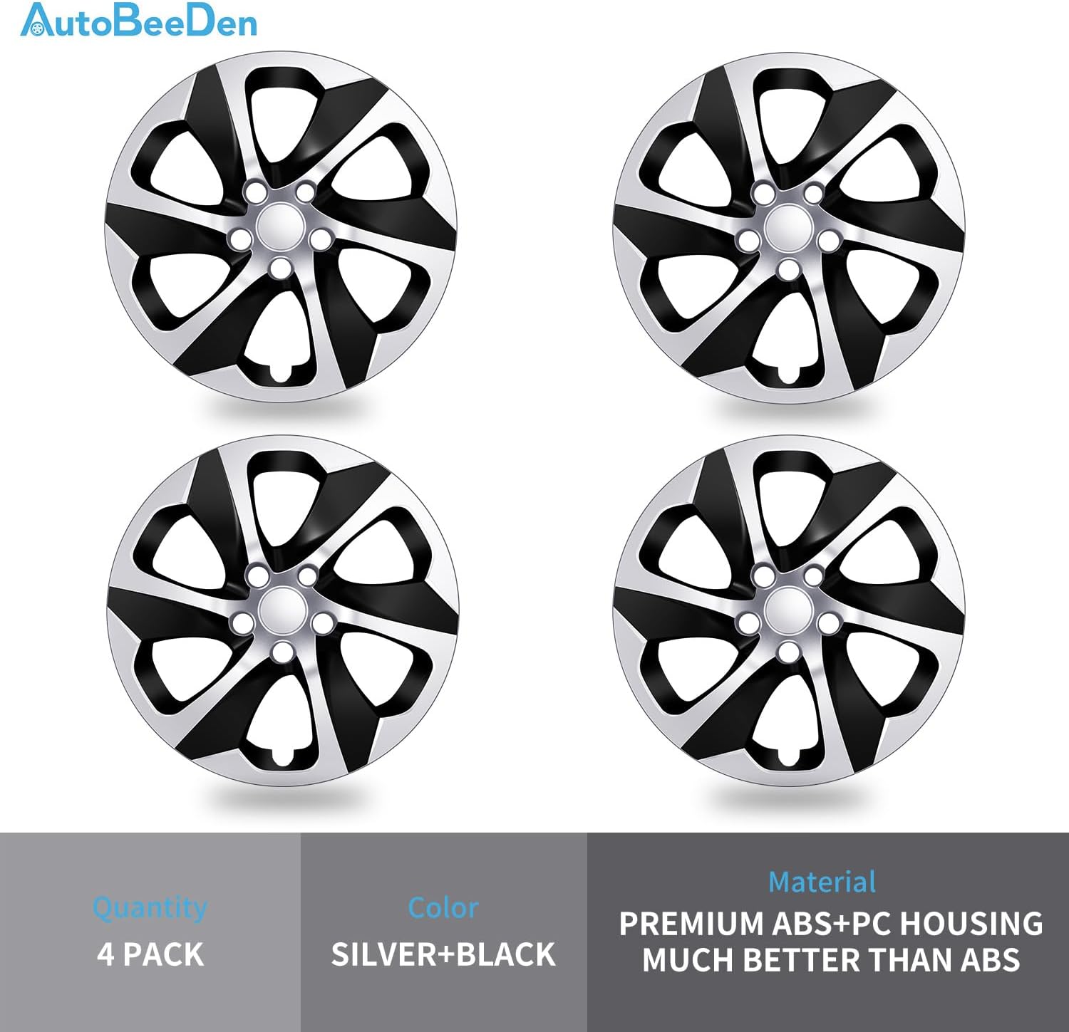 4-Pack Hubcaps Compatible with Toyota RAV4 2019 2020 2021 2022 2023 2024, 17 inch 17" Steel Wheel, Wheel Covers Skins, Snap On Tire Cover Replacement, Black and Silver (Silver and Black)