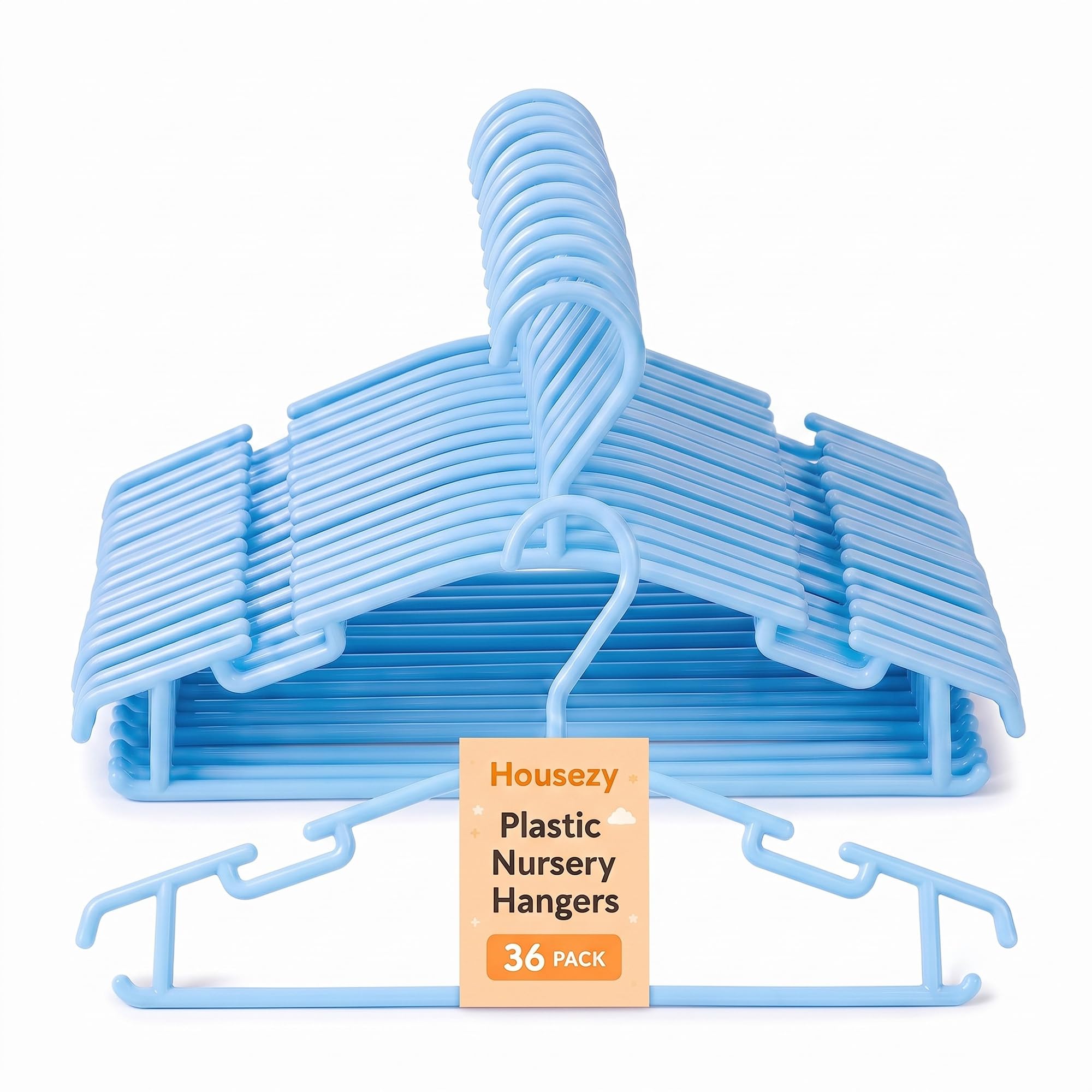 Housezy Kid's Clothes Hangers, 36 Pack – Plastic Children's Coat Hangers, Non-Slip, Slim Space Saving Baby Hangers for Dresses, Shirts, Trousers, Skirts & Baby Clothes Storage