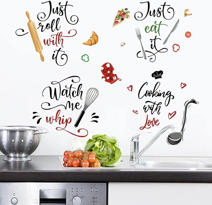 Kitchen Food Wall Stickers Decals | Peel & Stick Wall Art For Dining Room, Restaurant, Kitchen Decor - 90x30cm Set - View #5