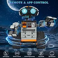 Vista 3 de Kit de construcción de robot STEM 5 en 1 para niños de 6 a 14 años, aplicación y control remoto, robot de dinosaurio, juguetes de construcción