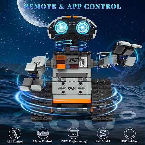 Miniatura 3 de Kit de construcción de robot STEM 5 en 1 para niños de 6 a 14 años, aplicación y control remoto, robot de dinosaurio, juguetes de construcción de