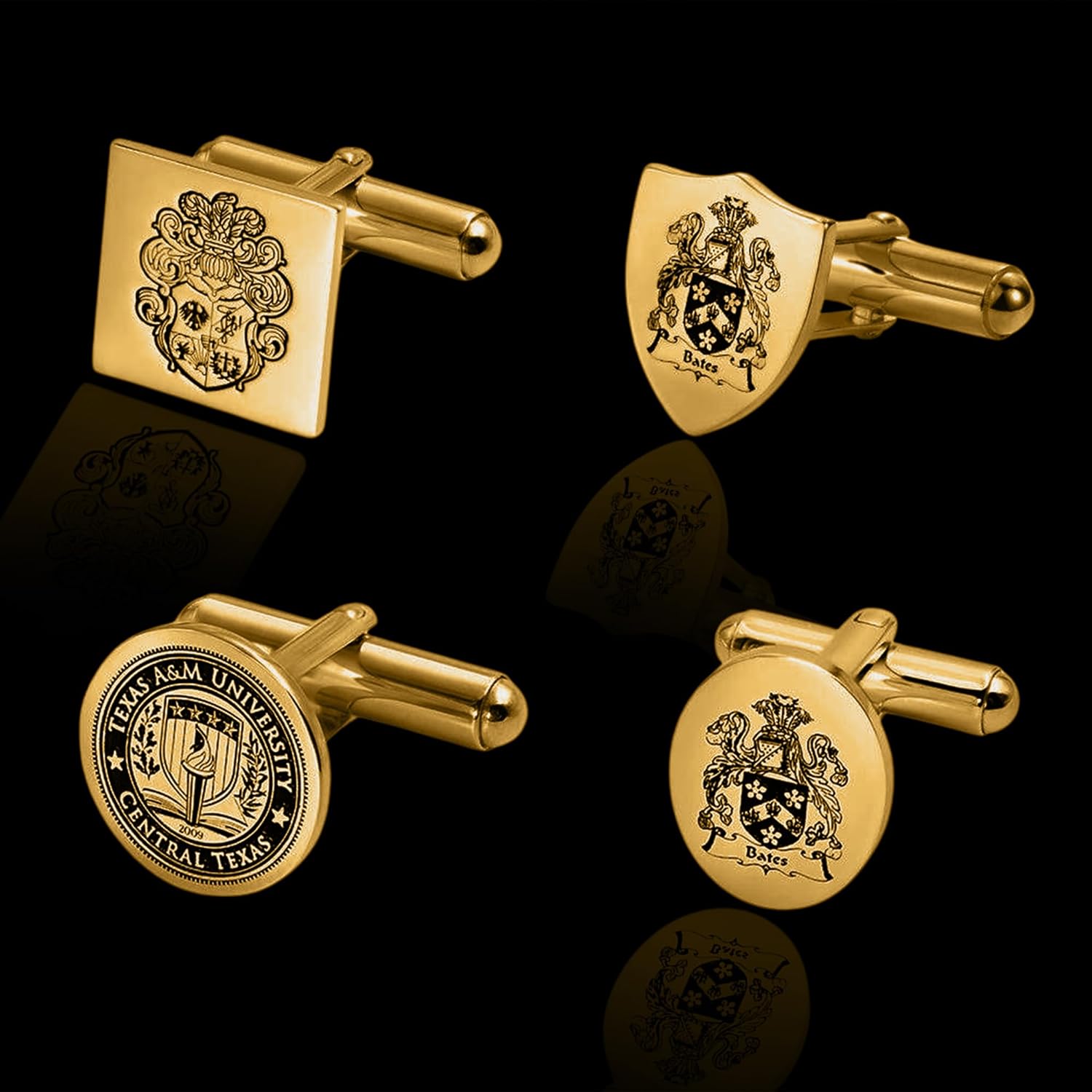 Custom Engraved Cufflinks for Men – Personalized Family Crest, Monogram, or Logo – Wedding, Anniversary, Graduation Gift Idea