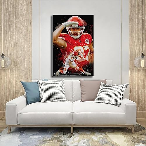 Miniatura 5 de BAVIEN Travis Kelce - Póster de arte de fútbol americano, arte de pared, pinturas impresas para sala de estar, dormitorio, sin marco 12 x 18