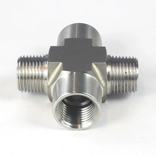 Miniatura 27 de HFS (R) 3/4" NPT Rosca Tubería de 4 vías Cruz (Hombre x Hembra x Macho x Hembra) Acero Inoxidable 304