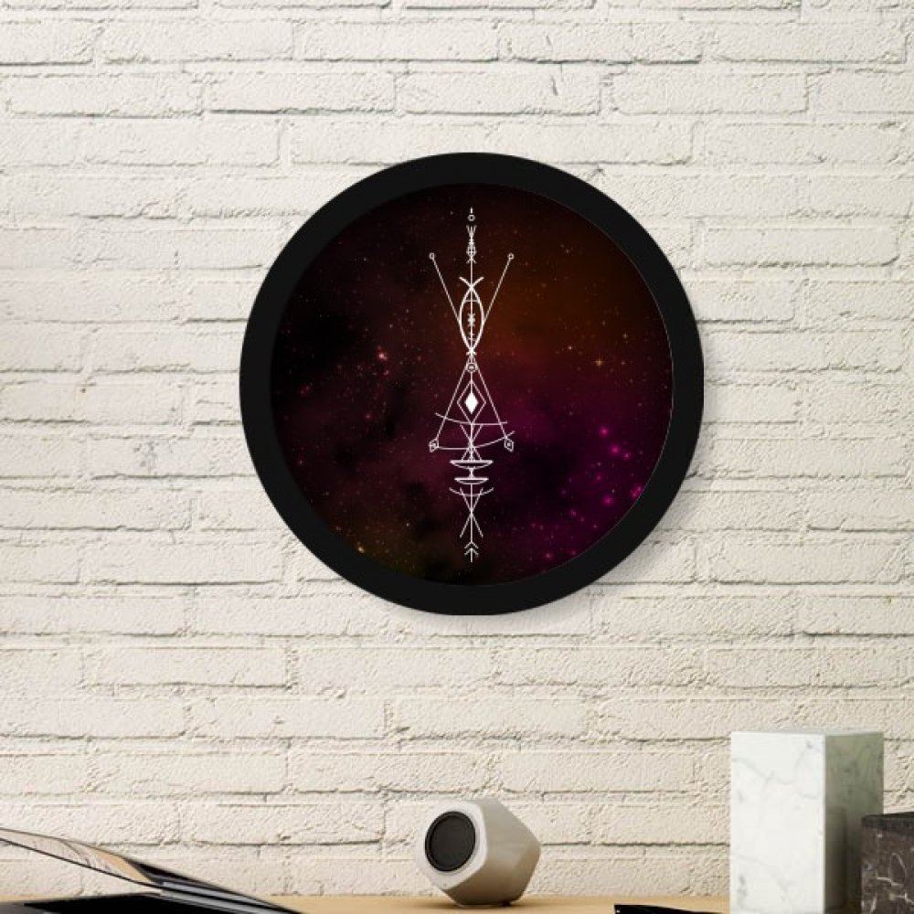 Cadre photo rond alien univers géométrique, idée cadeau originale déco noire