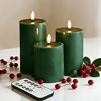 Vista 14 de Eywamage Velas de pilar sin llama de otoño naranja con control remoto, velas LED parpadeantes de cera de Acción de Gracias, funciona