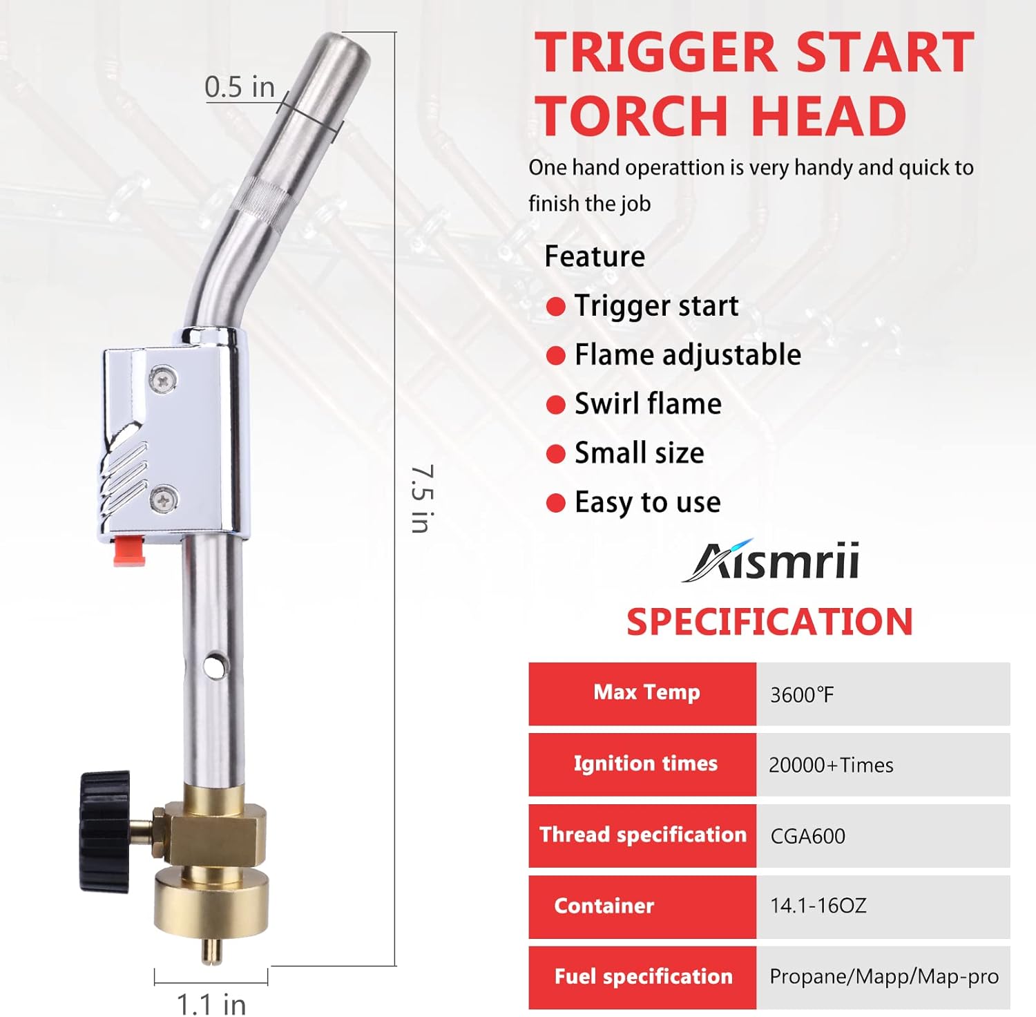 MAPP/MAP/PROPANE Gas Torch,Soldering Torch,Use Brazing，Cooking，Surface heating treatment (Stainless ignition Head) : Tools & Home Improvement