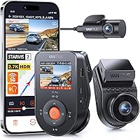 Vista 1 de Vantrue S1 Pro AI Dash Cam frontal y trasera, cámara doble para el salpicadero de 1440P con 2.7K, STARVIS 2, visión nocturna HDR, WiFi 5G, 60FPS