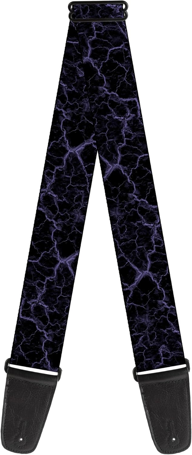 Buckle-Down Marble Black Purple, Acoustic, Bass, Electric Guitar Strap, 2 Inches Wide and Adjustable
