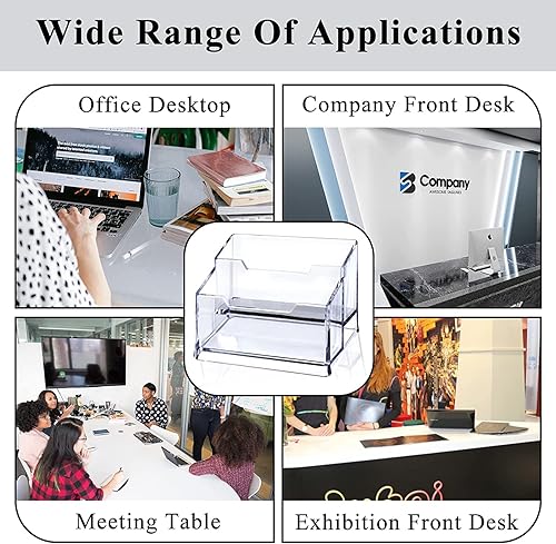 Miniatura 6 de Paquete de 3 soportes para tarjetas de visita de acrílico transparente, 2 niveles de acrílico transparente de alta calidad para escritorio para 100