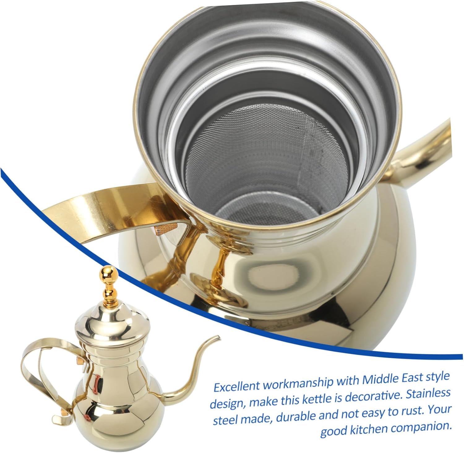 BESPORTBLE Arabic Coffee Pot Hand Drip Coffee Kettle Manual Coffee Maker Boiling Kettle Kitchen Tea Kettle Turkish
