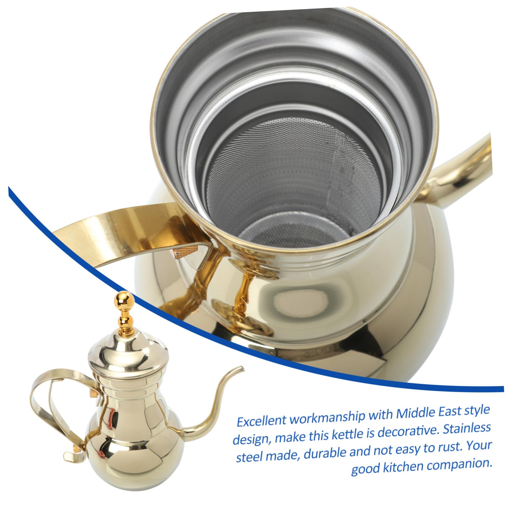BESPORTBLE Arabic Coffee Pot Hand Drip Coffee Kettle Manual Coffee Maker Boiling Kettle Kitchen Tea Kettle Turkish