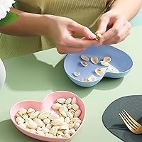 Vista 3 de Incauca Paquete de 5 mini salsas con forma de corazón de 6 pulgadas, paja de trigo irrompible, platos de postre pequeños, platos de ensalada