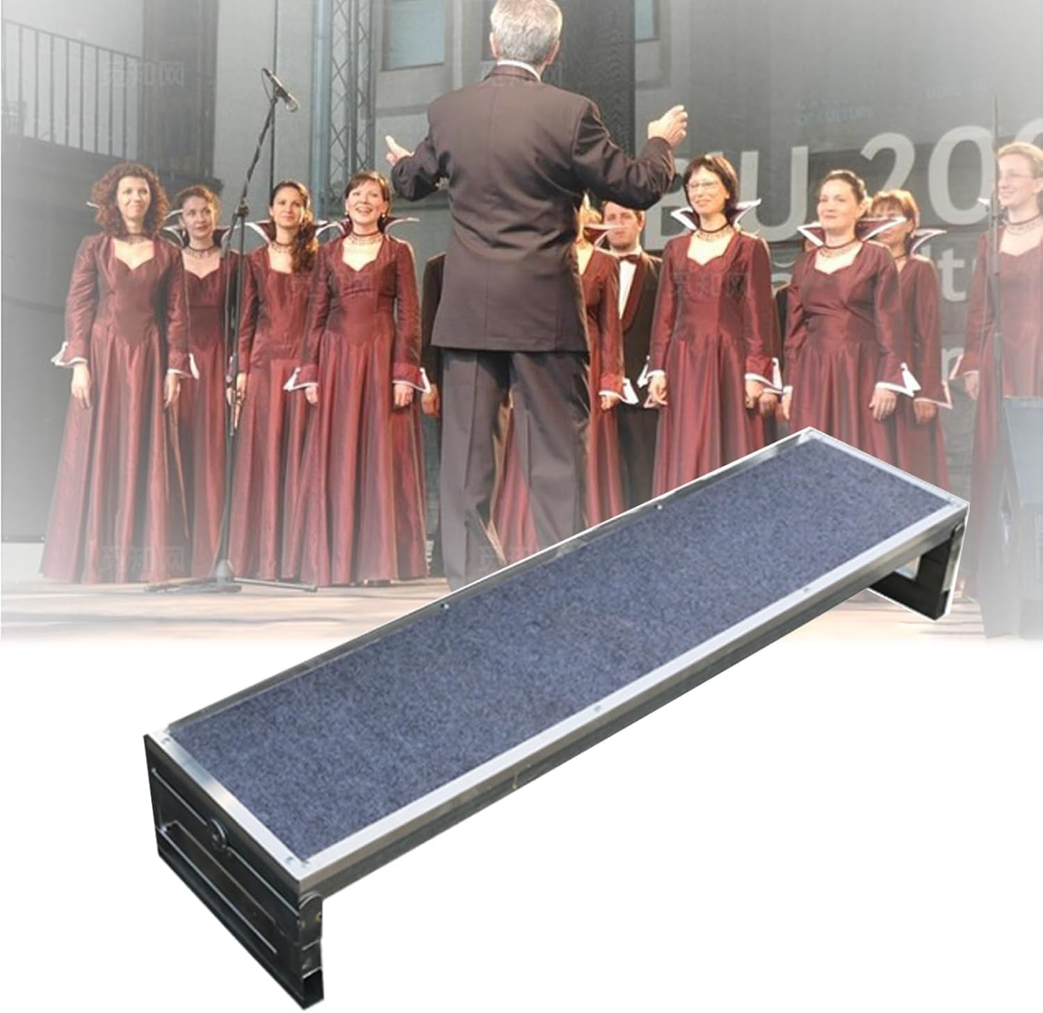 Katzowen Choir Stage Risers 1/2/ 3 Tiers Metal Anti-Slip Public Seating Standing Commercial Stair Riser Platform for School/Church/Theater/Concert