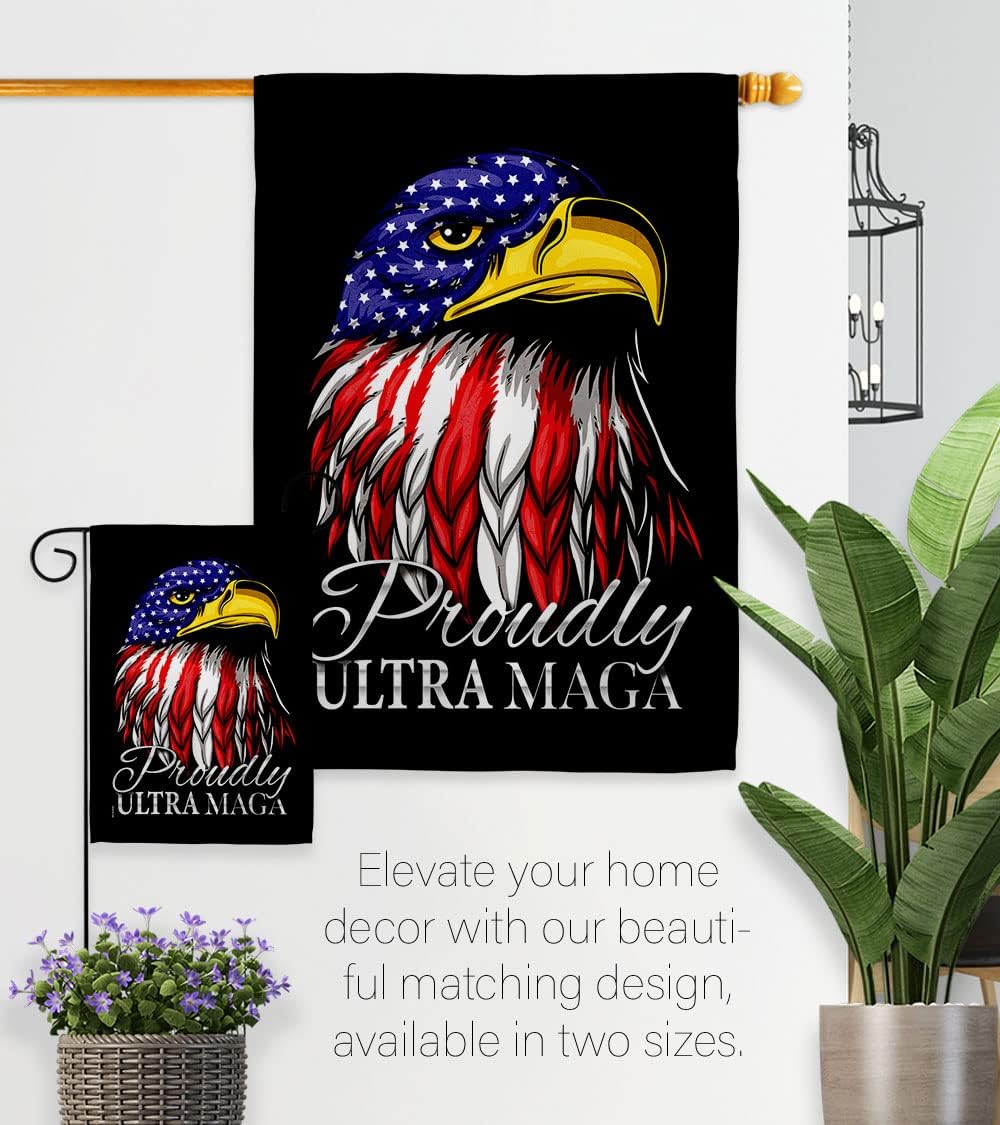 Trump Flag Engle Ultra MAGA House Flag Americana Political President Democrat Republican Tea Party United State American Election Decoration Banner Small Garden Yard Gift Double-Sided, Made in USA