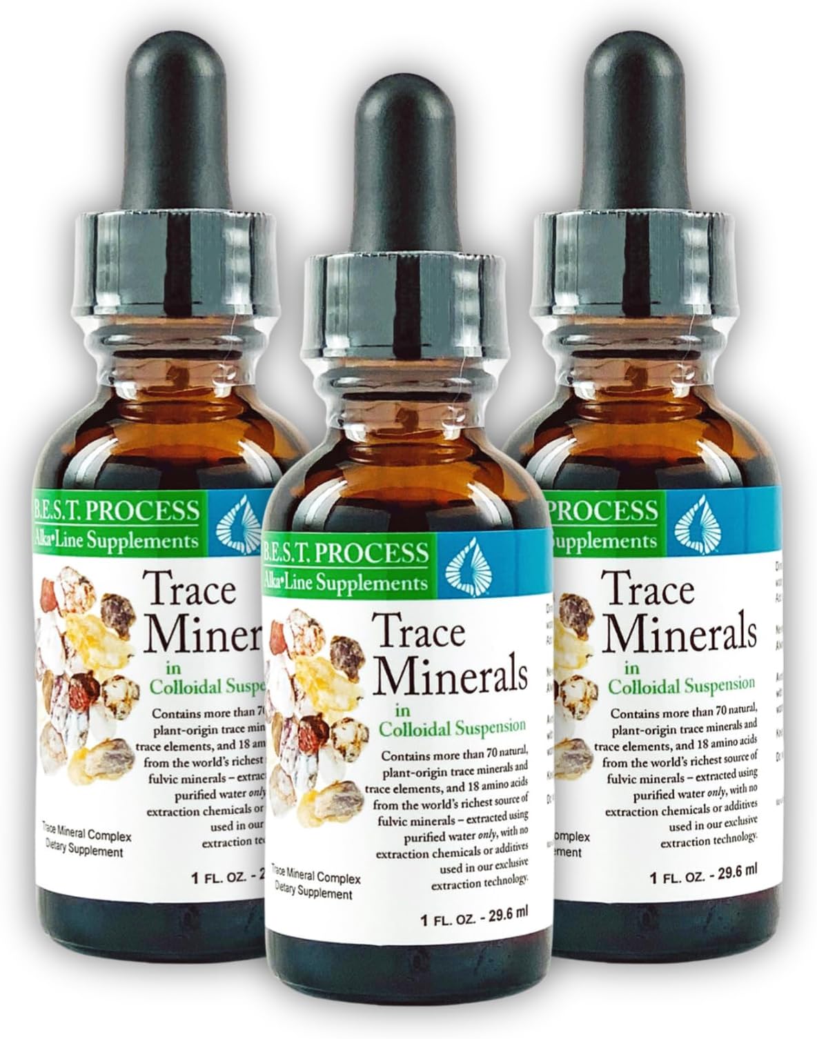 Morter Trace Minerals in Colloidal Suspension (3 Pack) Morter HealthSystem Best Process Alkaline โ Nutrient Dense Trace Elements, Fulvic Minerals & Amino Acids