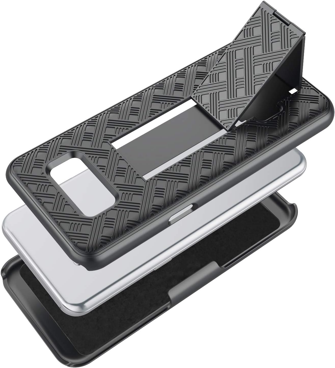 TILL for Galaxy S8 S VIII Case, TILL [Thin Design] [Black] Full-Body Holster Armor Case [Built-in Kickstand] Locking Belt Swivel Clip Non-Slip Texture Combo Hard Shell Cover for S8 (5.8 INCH)