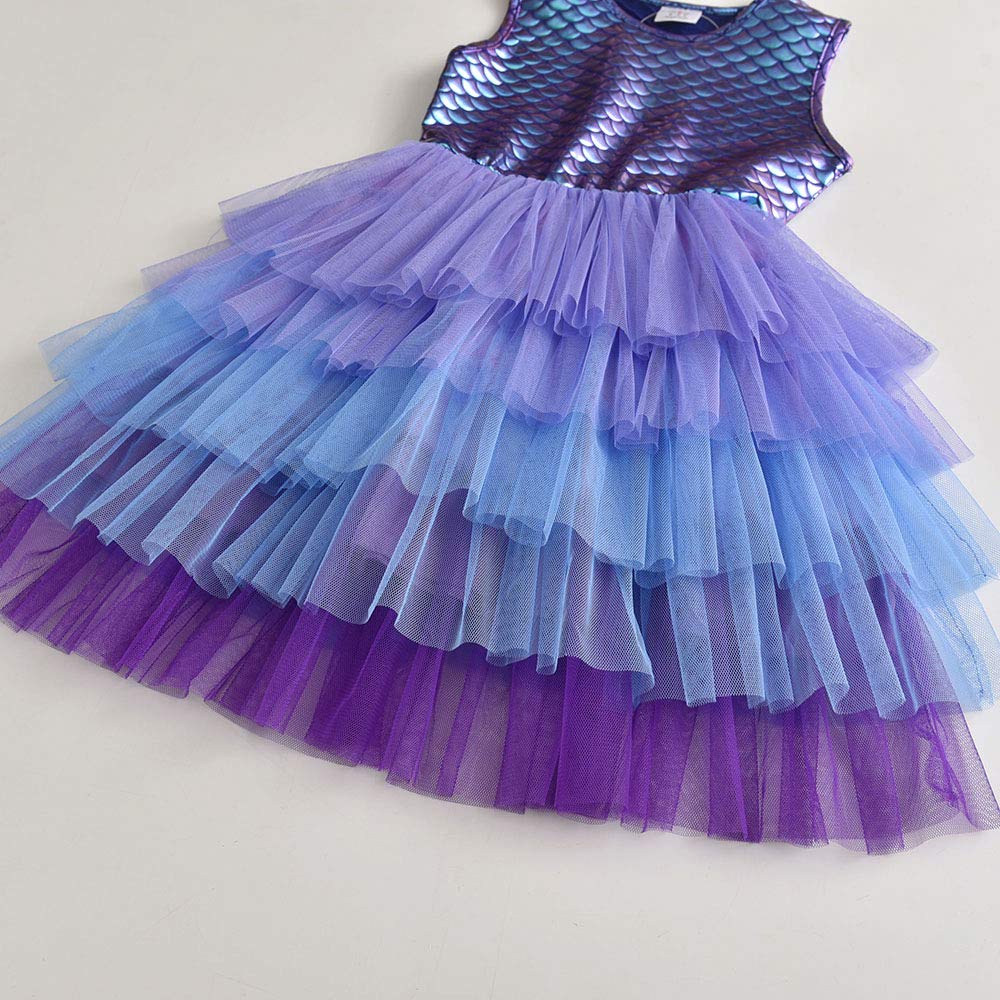 Vestido Sirena Princesa Manga Larga para Niñas 2-8 años