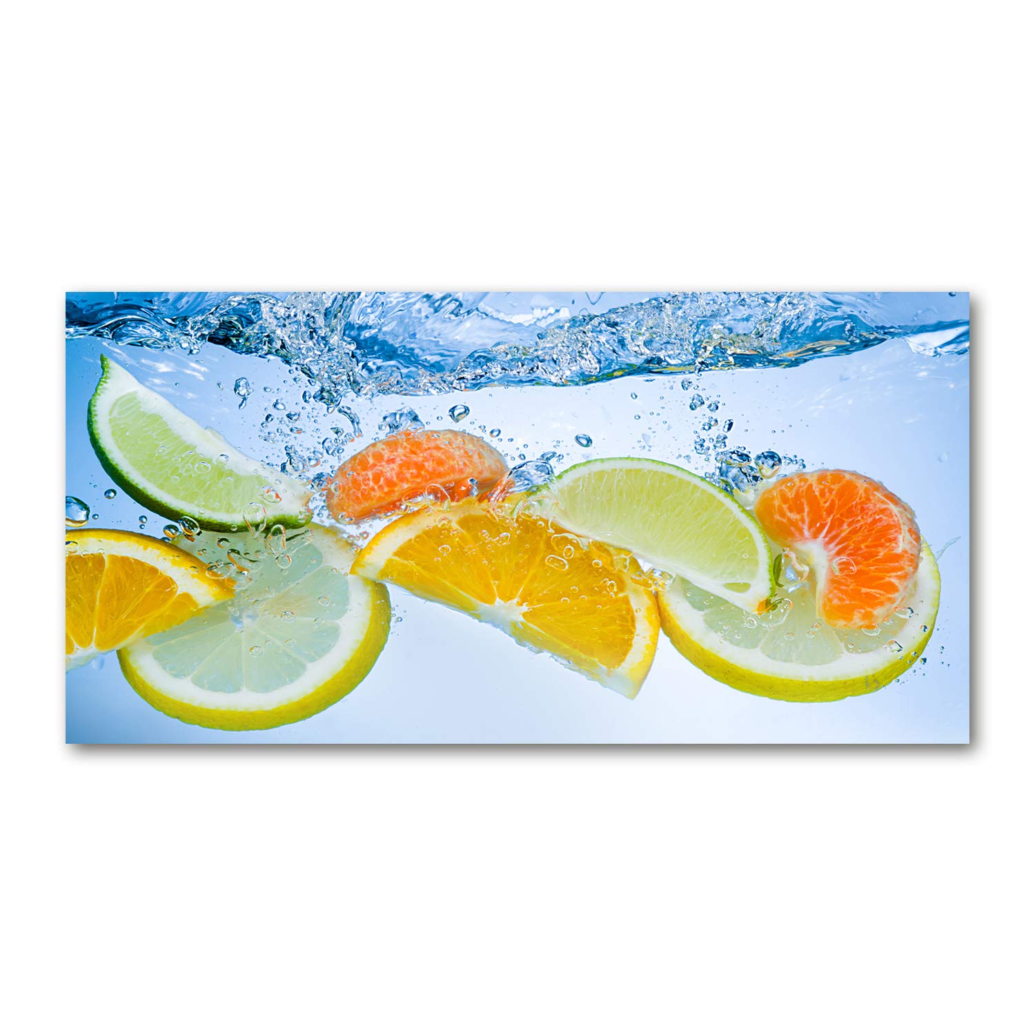 Mural art image verre plastique 140x70cm pour illuminer une cuisine moderne avec des agrumes