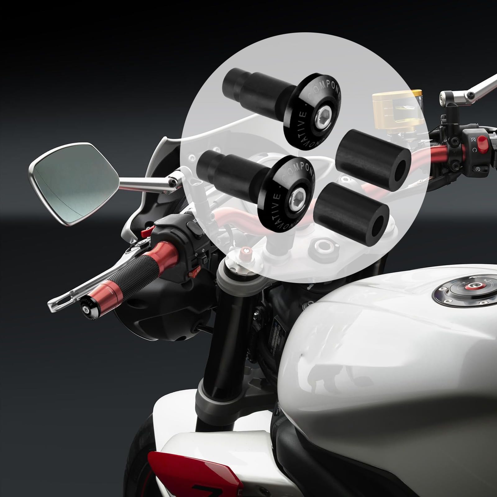 Tappi scorrevoli KIMISS Universal 1Pair per barre per moto per la maggior parte delle motociclette con manubrio diametro 22 mm (7/8 pollici). (Nero)