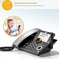 Vista 12 de AT&T DECT 6.0 Teléfono doméstico con cable o inalámbrico con 1 auricular y contestador, bloqueador de llamadas inteligente, identificación