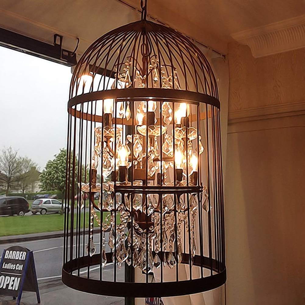 Lights Pendant Retro Chandelier Vintage Ceiling Light lamp Bird Cage Shaped Bedroom Pendant