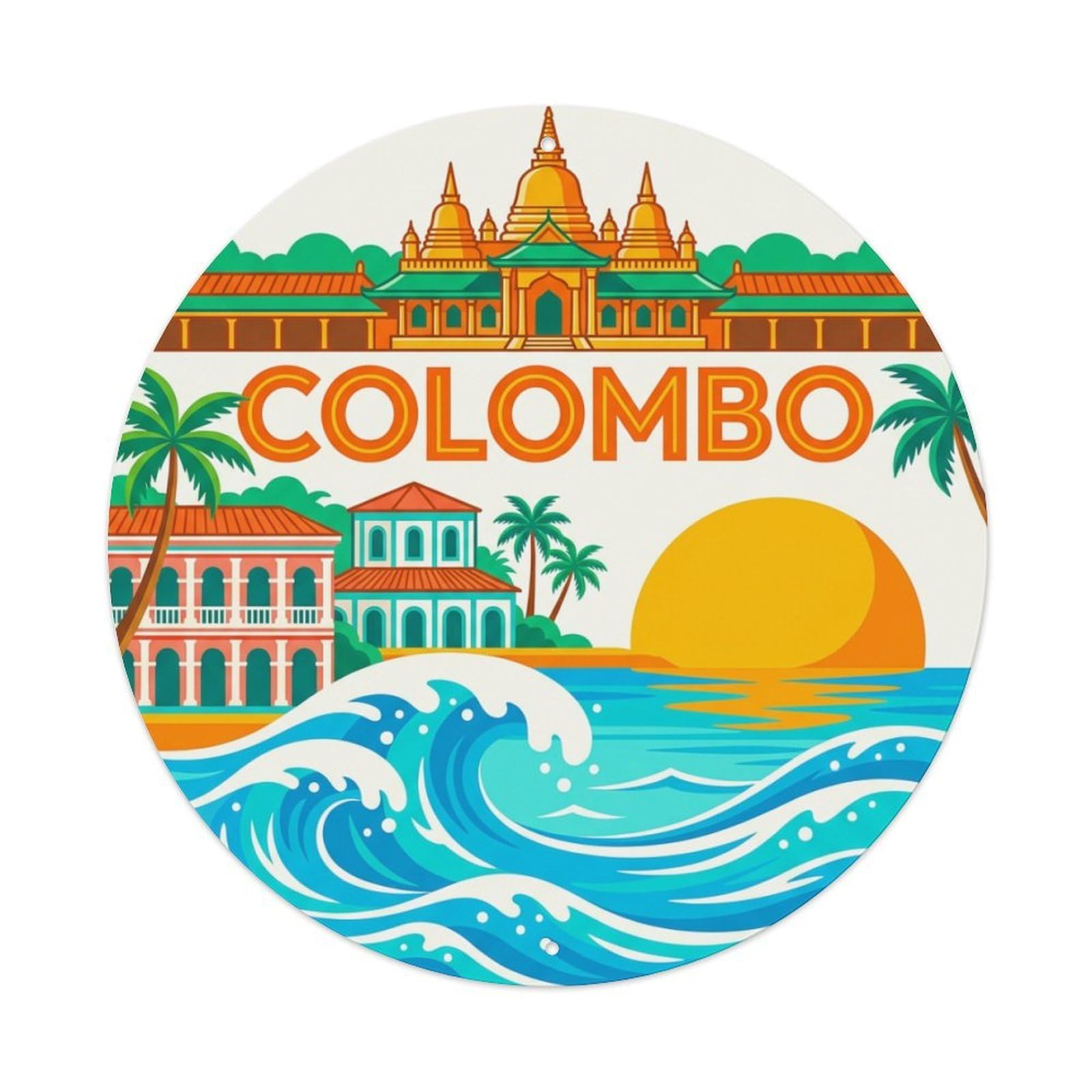 Vintage Travel Sri Lanka Colombo Metal Tin Sign