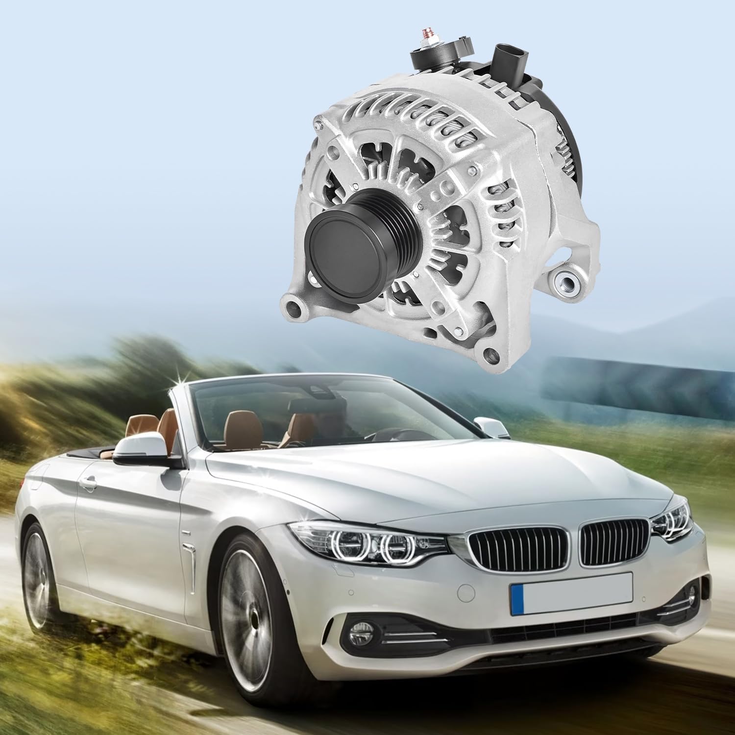 210amp alternator 12v compatible with bmw 228i 14-16, 320i 13-18, 328i, 428i xdrive, 528i, x1, x3, z4, l4 2.0l, cw 6-groove clutch pulley, replace 12317605061, 104210-6400
