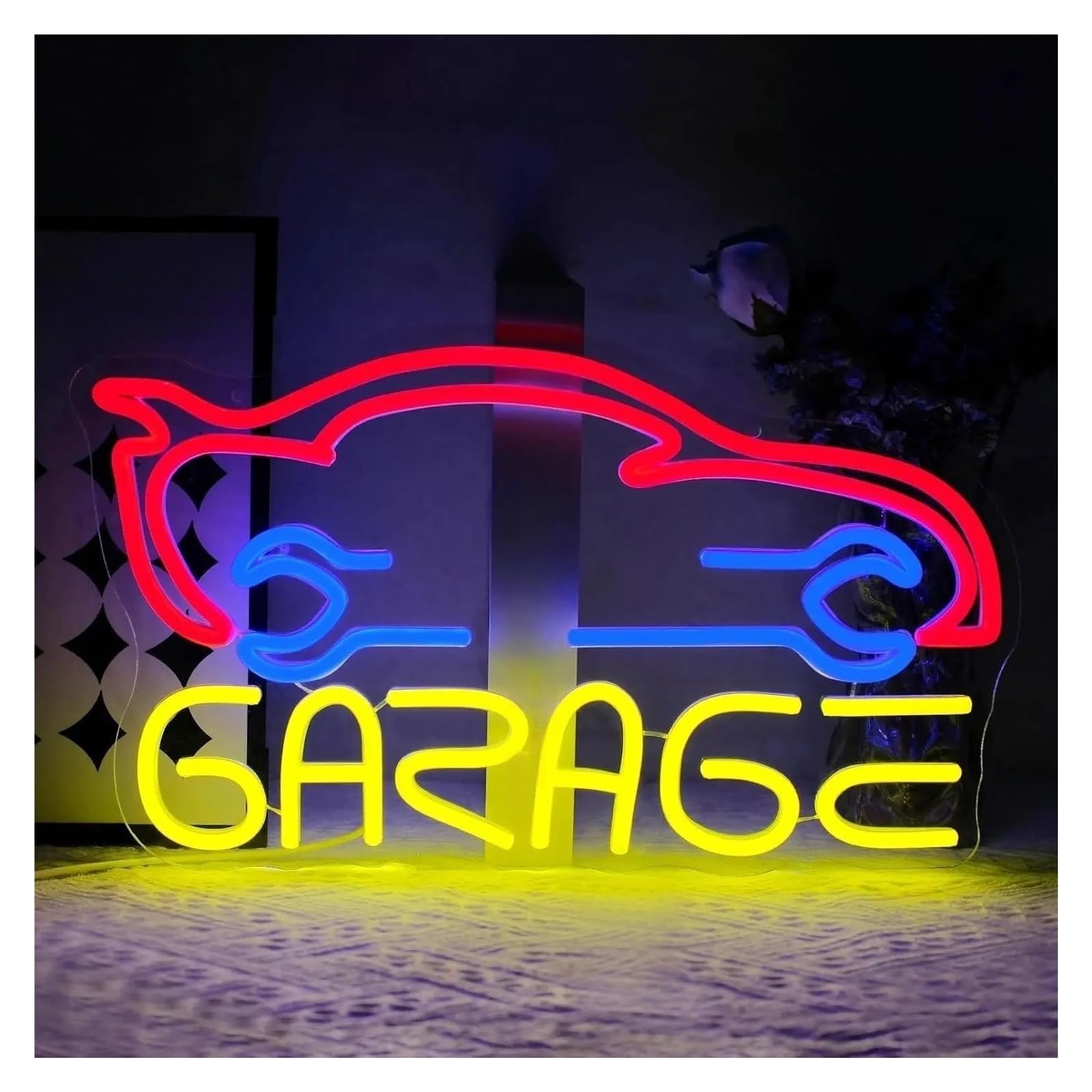 LEMST Sign Lamp Garage Neon Signs Light Sign for Man Cave Auto Room Repair Shop Workshop Gaming Room Party Decor 24.8cmx42cm