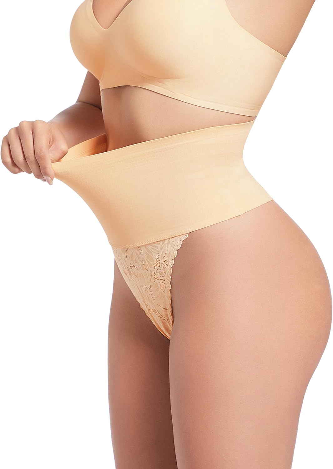 HBselect Tummy Control Thong Shapewear for Women High Waist Seamless Shaping Thong Panties Lace Body Shaper Underwear - Image 2