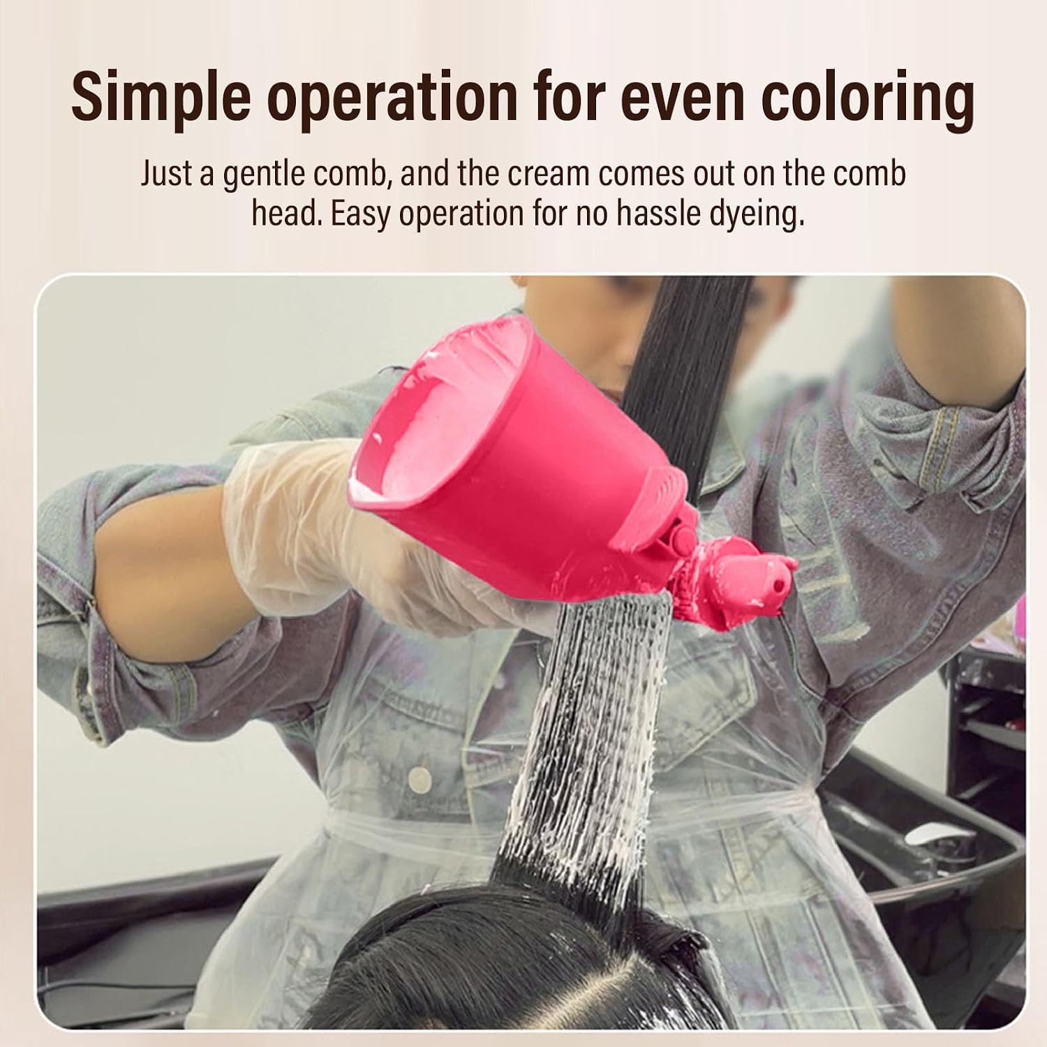 Hairdressing Cream Color Applicator Comb, Roller Hair Dye Applicator Brush with Ergonomic Handle, Salon Grade Hair Color for Professional Results