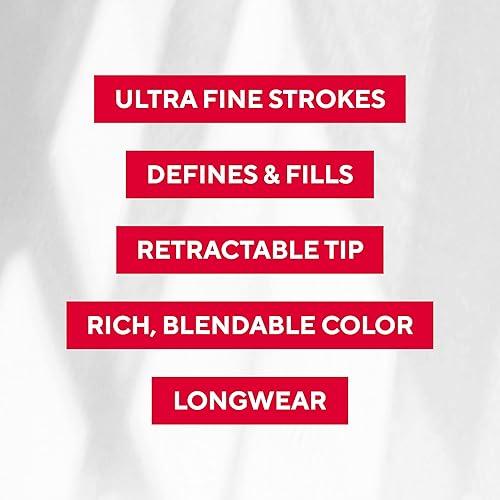 Miniatura 6 de Mirabella Lápiz de cejas, punta ultrafina, resistente al agua, ofrece trazos ricos, mezclables, de larga duración y a prueba de manchas para definir