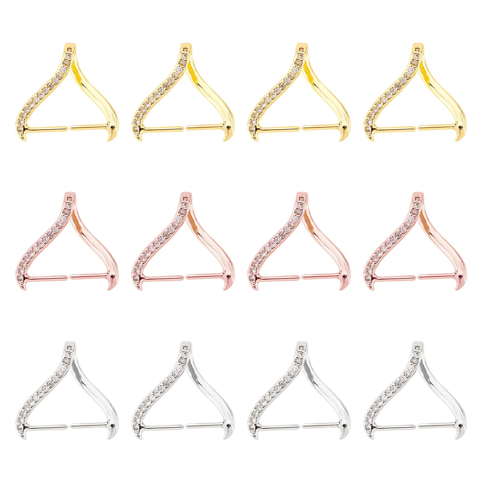 Bélières en laiton lot de 12 attaches à clipser en oxyde de zirconium 3 couleurs